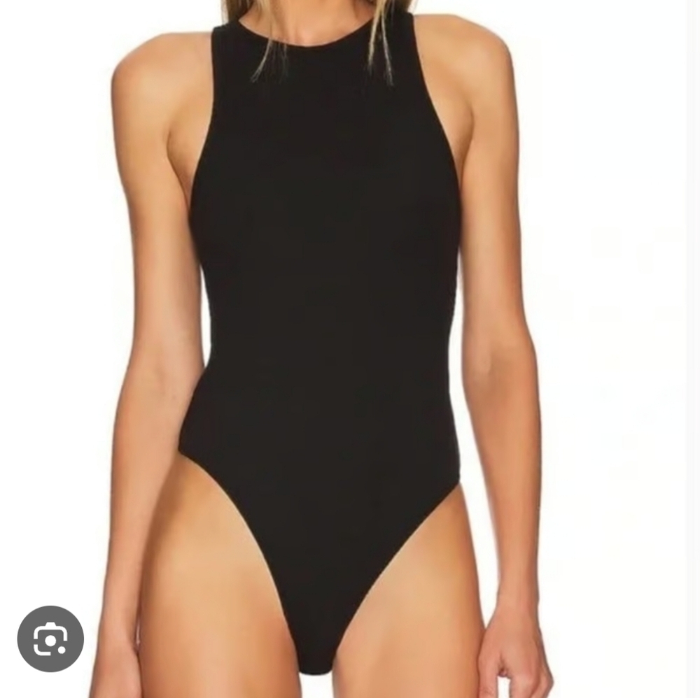 House of Harlow Black Ribbed Sleeveless Bodysuit - Picture 1 of 6